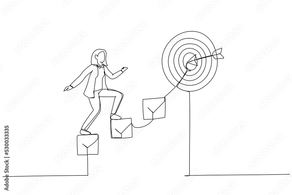 vetor-de-illustration-of-smart-businesswoman-walk-up-checklist-as