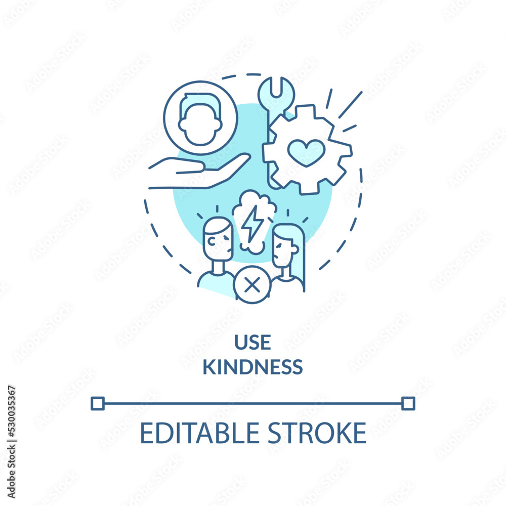 Use kindness turquoise concept icon. Fixing broken marriage abstract idea thin line illustration. Being generous to spouse. Isolated outline drawing. Editable stroke. Arial, Myriad Pro-Bold fonts used Use kindness turquoise concept icon. Fixing broken marriage abstract idea thin line illustration. Being generous to spouse. Isolated outline drawing. Editable stroke. Arial, Myriad Pro-Bold fonts used