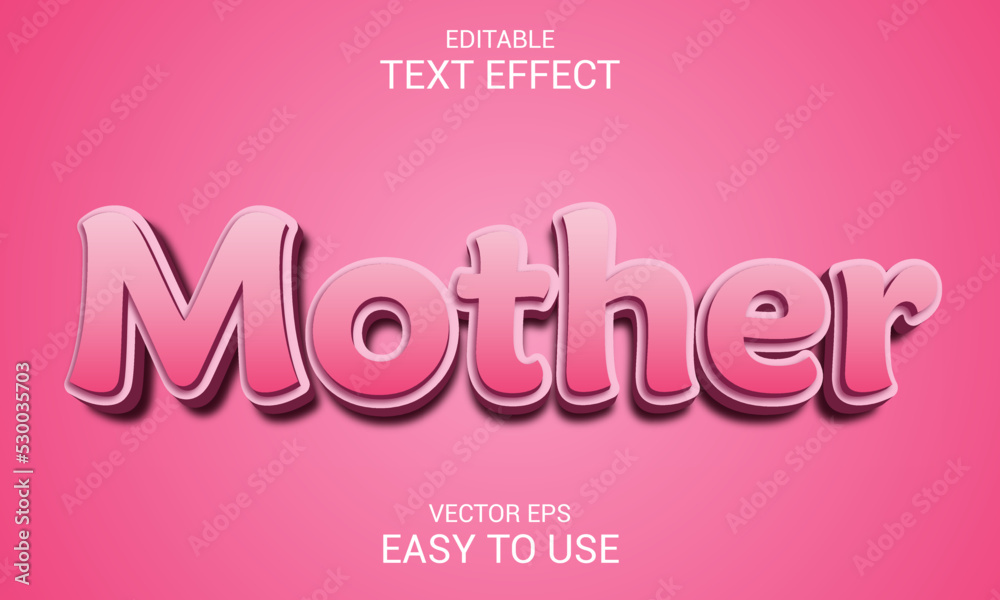 Mother editable 3d text effect template pink
