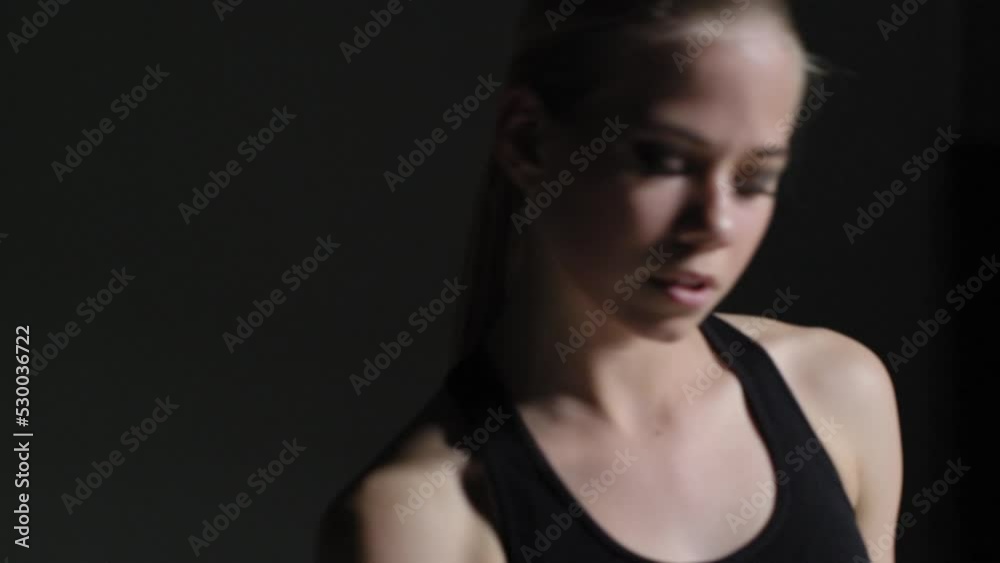 Energetic Young Woman Choreographer Performing in Studio Energetic Young Woman Choreographer Performing in Studio