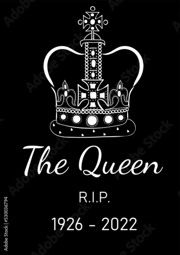 The queen's rest in peace poster.  Hand drawn vector illustration for poster, banner design photo