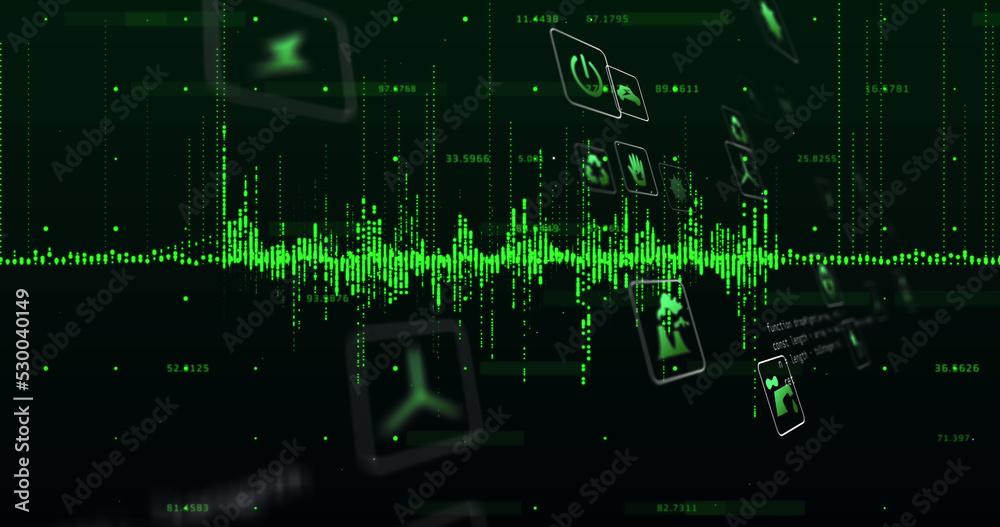 Image of ecology icons over data processing Image of ecology icons over data processing