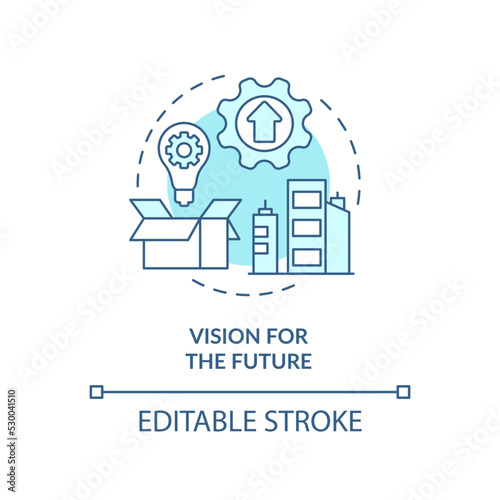 Vision for future turquoise concept icon. Characteristic of good housing developer abstract idea thin line illustration. Isolated outline drawing. Editable stroke. Arial, Myriad Pro-Bold fonts used