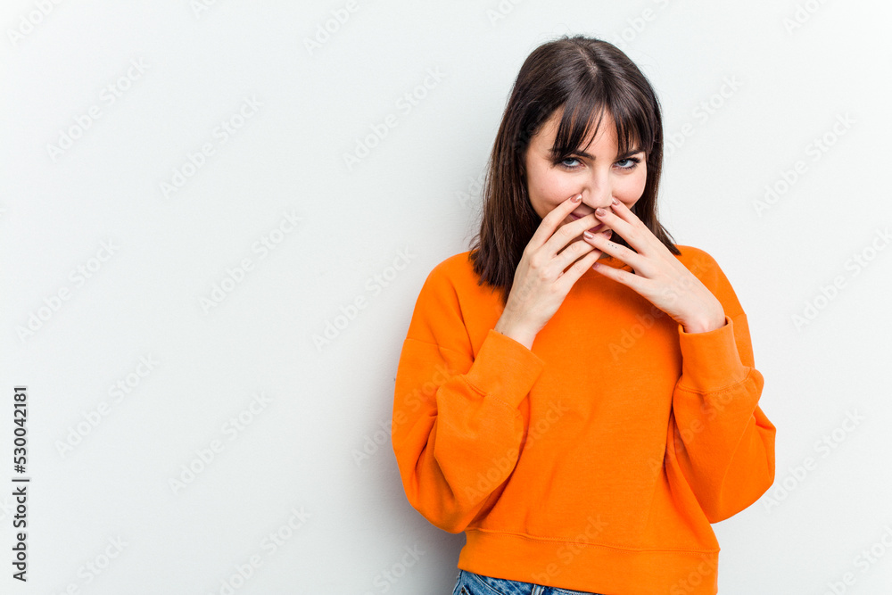 Young caucasian woman isolated on white background making up plan in mind, setting up an idea. Young caucasian woman isolated on white background making up plan in mind, setting up an idea.