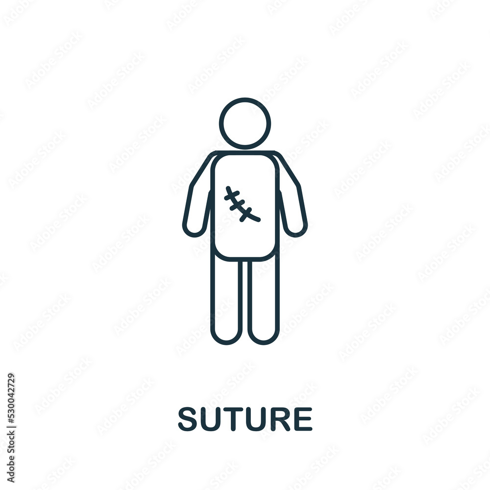 Suture icon. Simple element from medical services collection. Filled monochrome Suture icon for templates, infographics and banners