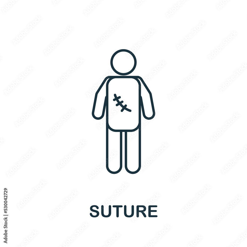 Suture icon. Simple element from medical services collection. Filled monochrome Suture icon for templates, infographics and banners Suture icon. Simple element from medical services collection. Filled monochrome Suture icon for templates, infographics and banners