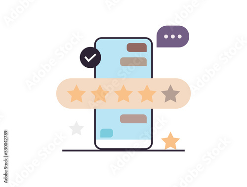 Five star feedback and clients choosing satisfaction rating, leaving positive review, customer service, experience concept flat vector illustration.
