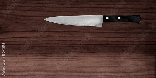 Topview of Cooking Knife and Cutting Board