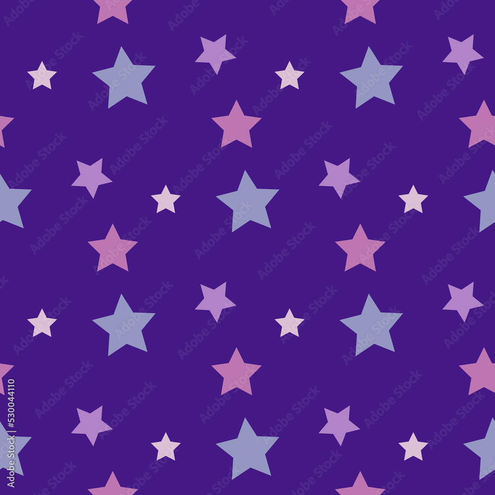 Seamless pattern in lilac stars on dark violet backgound. Vector image. Seamless pattern in lilac stars on dark violet backgound. Vector image.