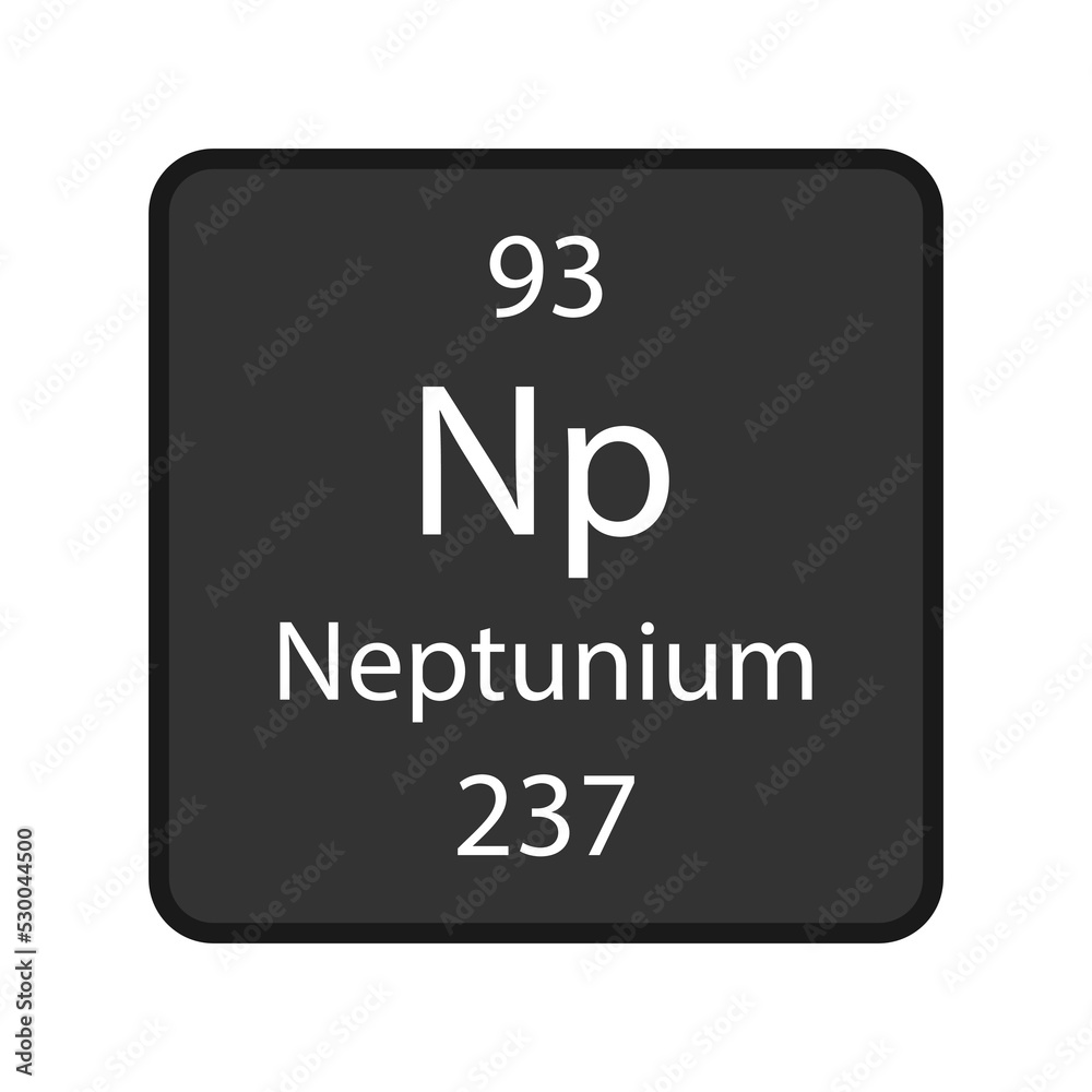 Neptunium symbol. Chemical element of the periodic table. Vector illustration.