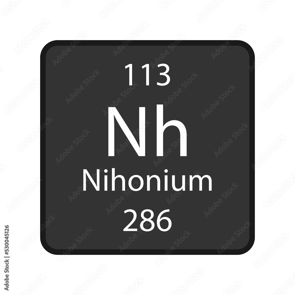 Nihonium symbol. Chemical element of the periodic table. Vector illustration.