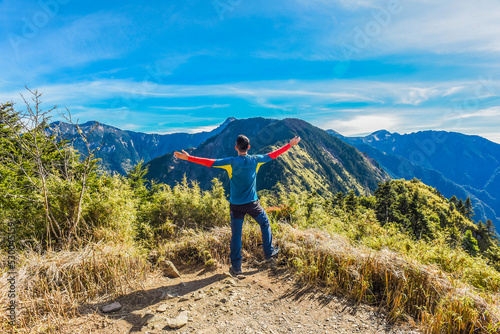 Landscape View Of Yushan Mountains On The Trail To Mt. Jade Front Peak, Yushan National  Park, Chiayi, Taiwan photo