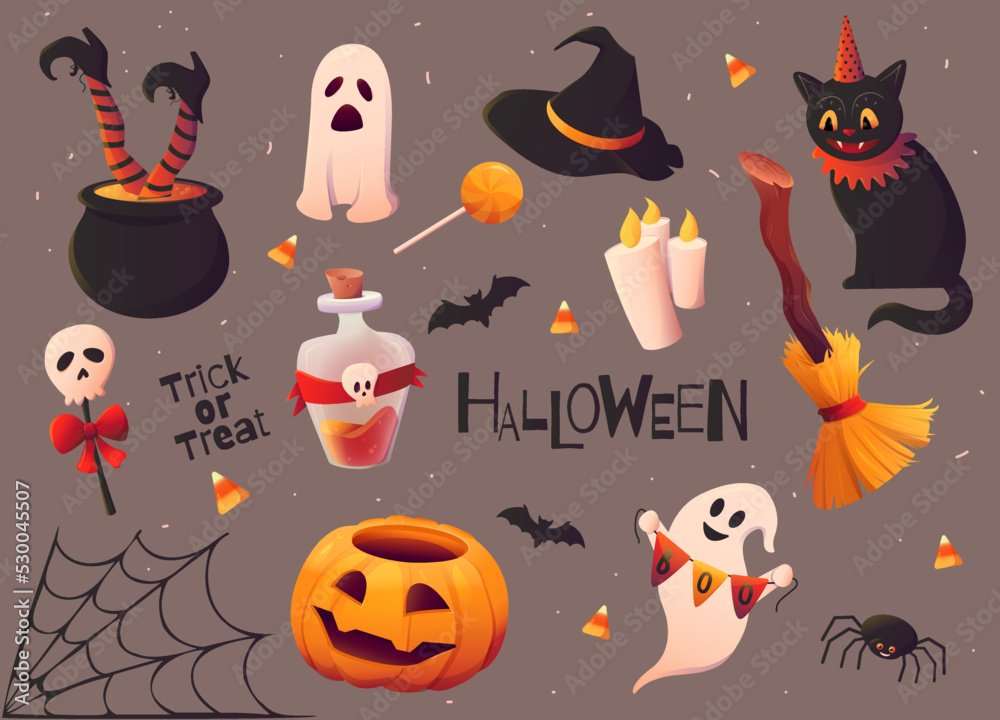 Halloween sticker collection. Vector image