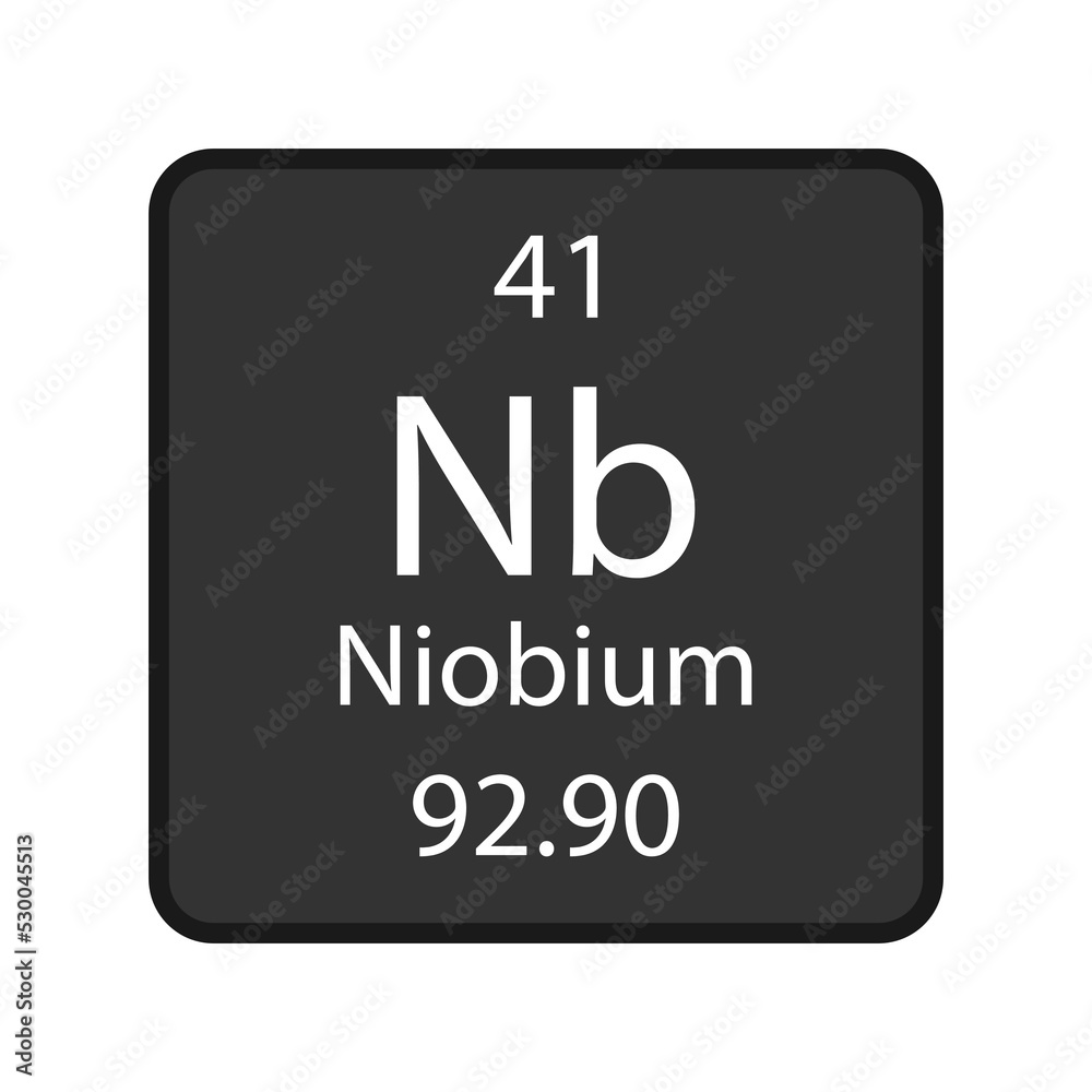 Niobium symbol. Chemical element of the periodic table. Vector illustration.