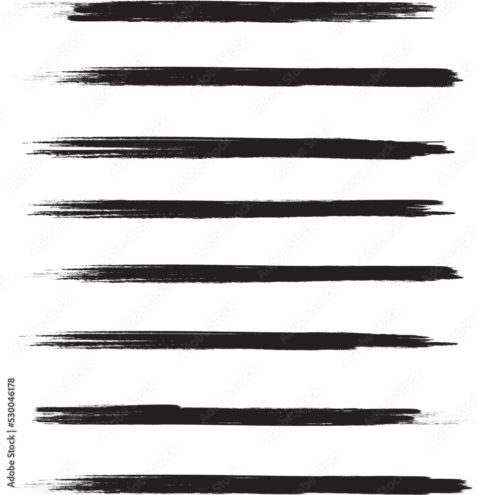 Black brush stroke set isolated on background. Collection of trendy brush stroke vector for black ink paint, grunge backdrop, dirt banner, watercolor design and dirty texture. Brush stroke vector