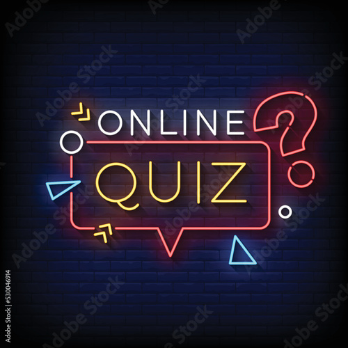 Neon Sign online quiz with Brick Wall Background vector