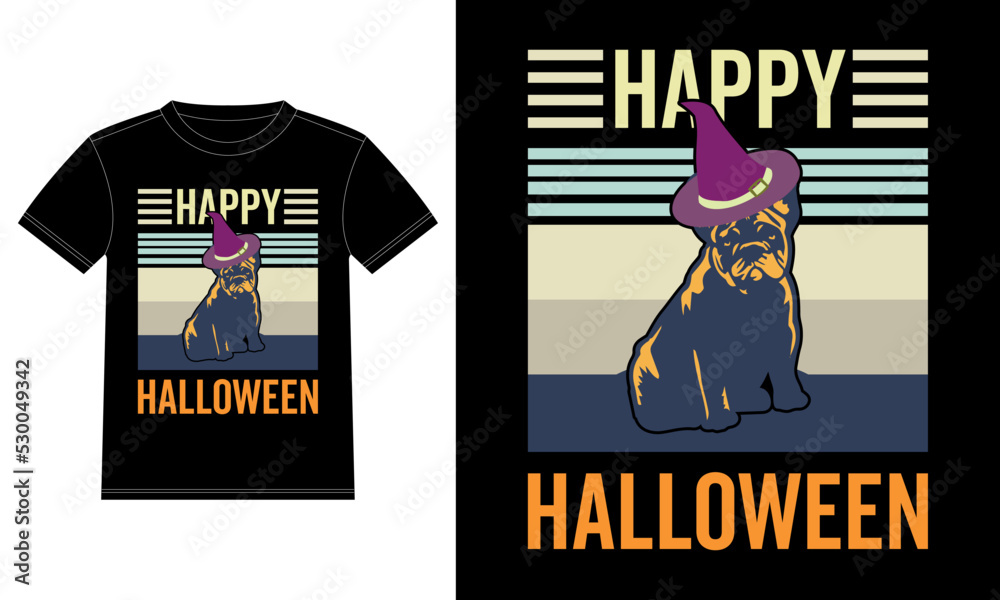 French Bulldog Halloween Cape Funny Vintage Happy Halloween T-Shirt Stock  Vector | Adobe Stock