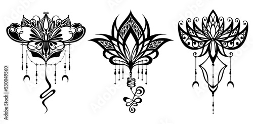 Lotus  design elements.Minimal lotus tattoo
