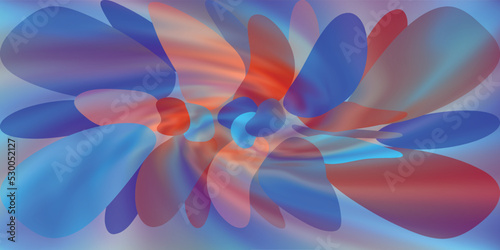 Abstract multicolored vector illustration. Combination of blue and orange. Template with waves and shapes for website, background, backdrop, wallpaper, web design.