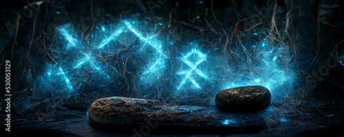 Vászonkép Magical viking inspired rune stone