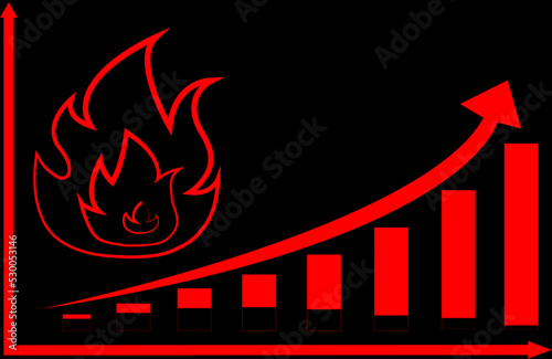 A graphic diagram symbolizing the rapid rise in prices and its demand for GAS, FUEL, PETROL. Vector illustration on a black background.