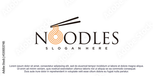 Noodles logo icon  illustration with creative design premium vector