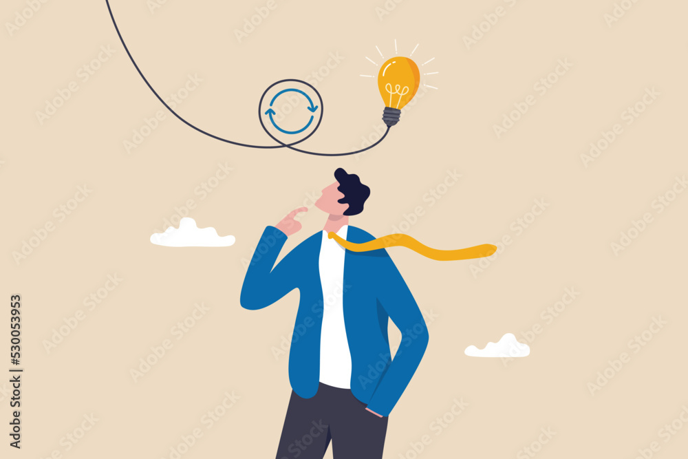 Ταπετσαρία Rethink or think again to make change for better result, thinking new way to solve problem or make decisions, innovation idea to disruption concept, smart businessman rethink with lightbulb idea