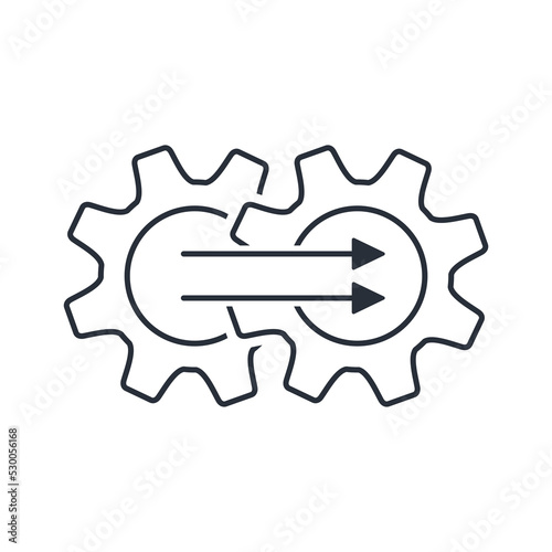 Parallel Processes Vector linear icon isolated on white background.