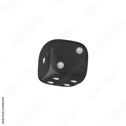 Dice black block cube with spots template realistic vector illustration isolated.