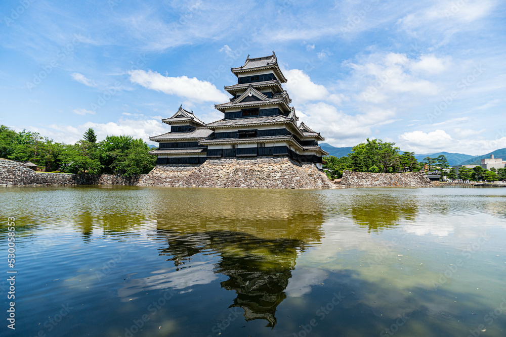 長野 国宝松本城、ワイド中央遠景