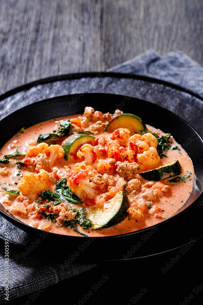 Creamy Tomato Soup with ground Chicken and veggies Creamy Tomato Soup with ground Chicken and veggies