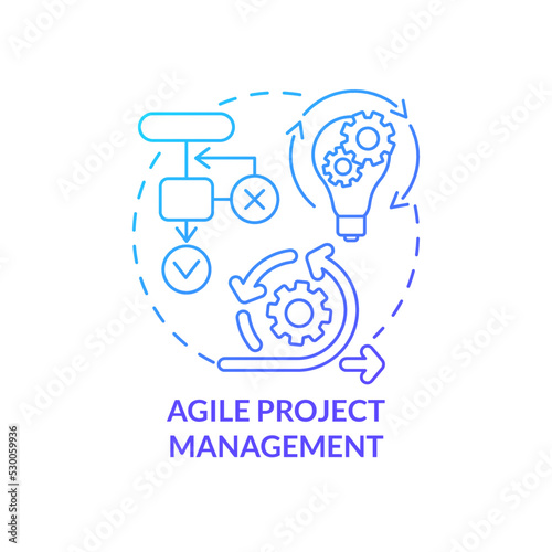 Agile project management blue gradient concept icon. Adaptive plan. Flexible planning for business abstract idea thin line illustration. Isolated outline drawing. Myriad Pro-Bold font used