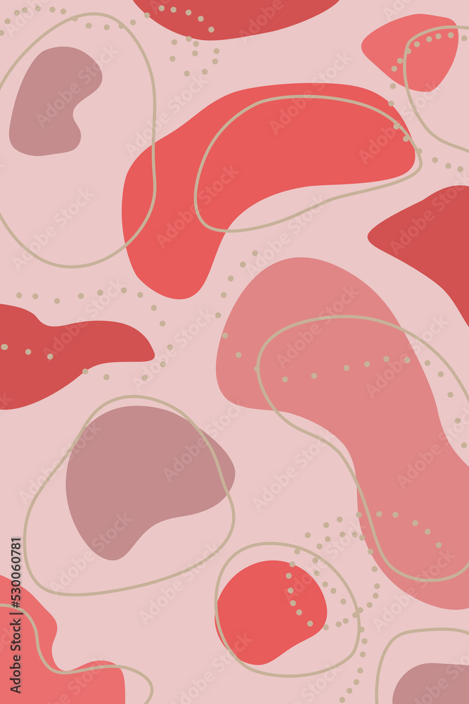 abstract modern red liquid spots background with lines