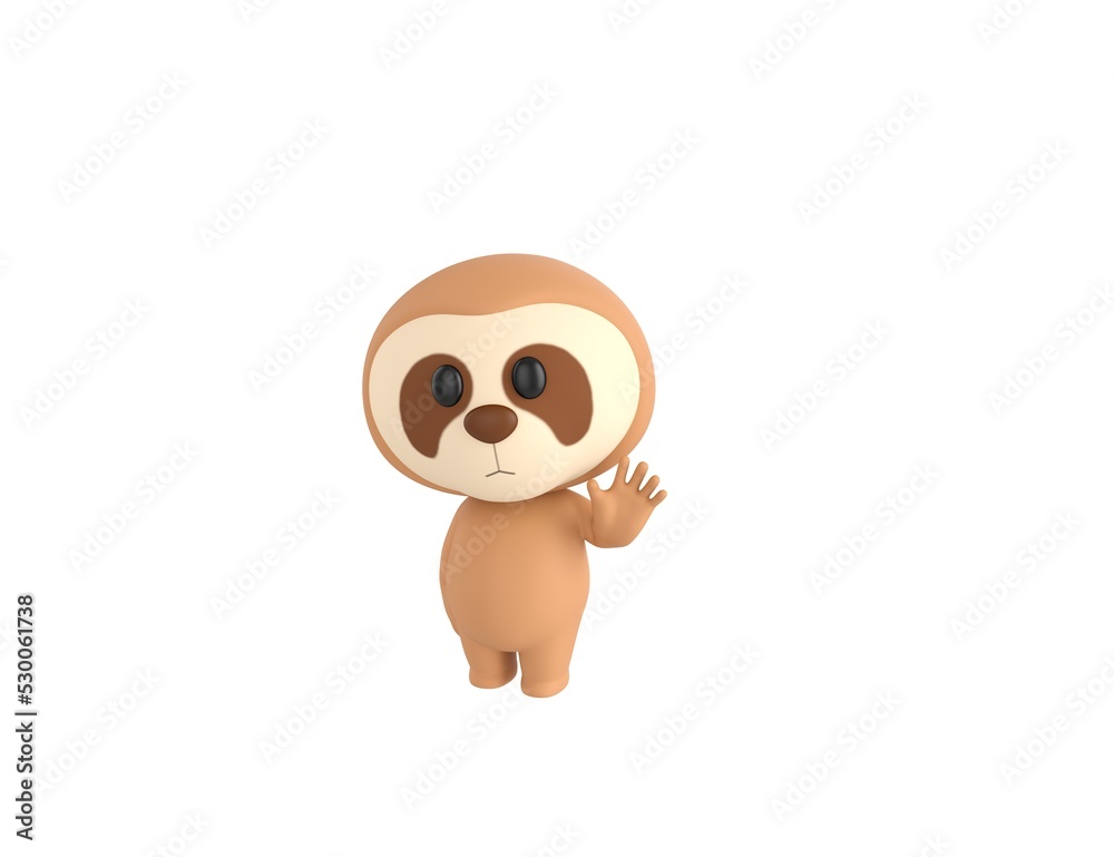Little Sloth character saying hi in 3d rendering. Little Sloth character saying hi in 3d rendering.