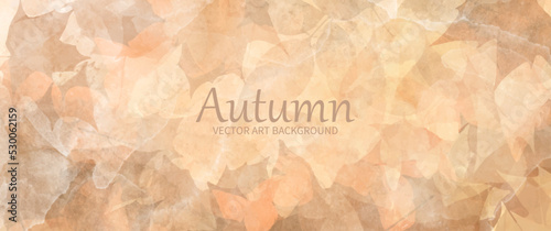 Autumn foliage vector watercolor background. Maple leaves. Hand drawn fall wallpaper design for cards, flyers, poster, banner, cover design, invitation cards, prints, and wall art. Template for text.	