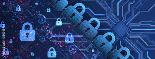 Data security Illustrates cyber data or information privacy idea. Color abstract  internet technology.