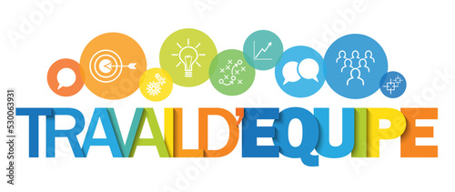 TRAVAIL D'EQUIPE banniere concept business vecteur avec symboles