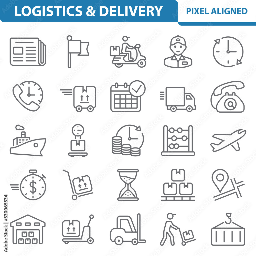 Logistics, Delivery Icons. Shipping, Transportation Vector Icon Set