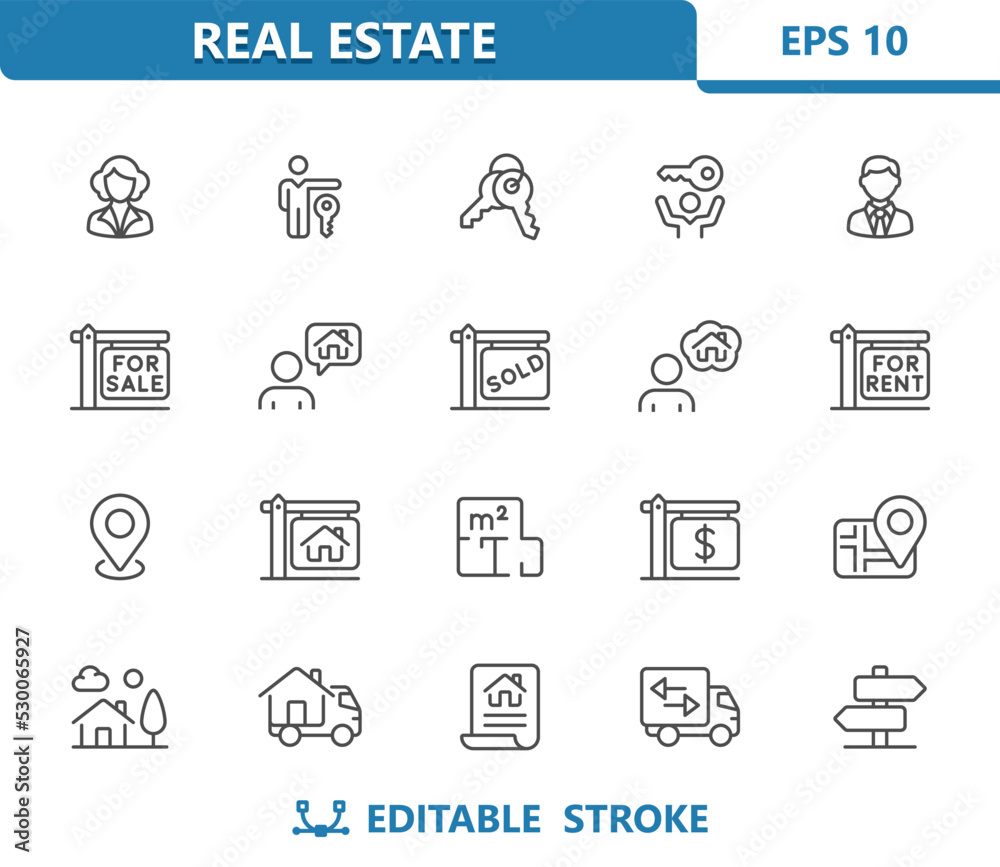 Realtor Icons. Real Estate, House, Home