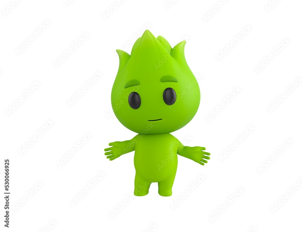 Fototapeta premium Nature Mascot character spreading his hands in 3d rendering.