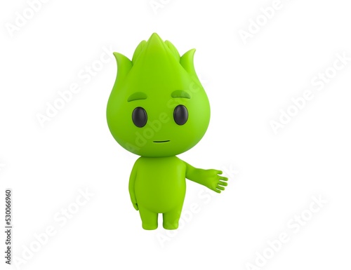 Nature Mascot character giving his hand in 3d rendering.