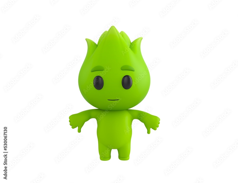 Nature Mascot character showing thumb down with two hands in 3d rendering. Nature Mascot character showing thumb down with two hands in 3d rendering.