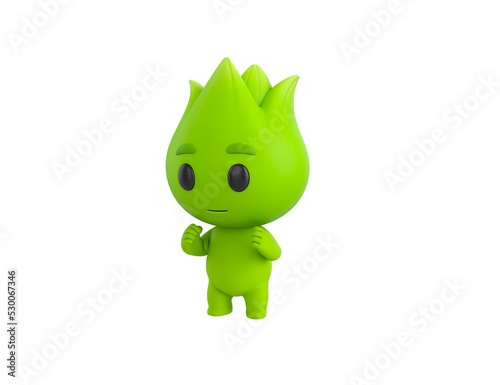 Nature Mascot character fighting in 3d rendering.