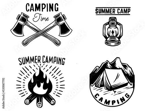 icons set camping graphic design