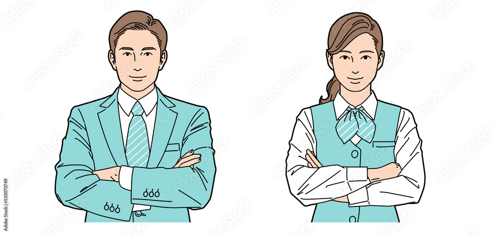 人物イラスト 受付 ビジネスマン 男女 正面 人物イラスト 受付 ビジネスマン 男女 正面