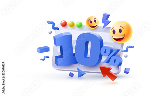 Special 10 off sale banner, promotion flyer, marketing label. Vector