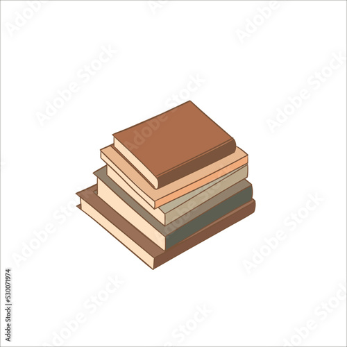 Stacks of books for reading, pile of textbooks for education, dictionaries, encyclopedias. Colored flat vector illustration hand drawn style.