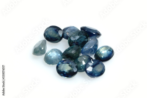 Natural gemstone blue sapphire isolated on white background