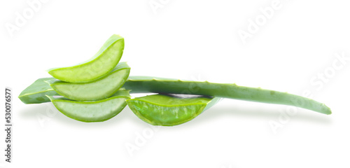 Pile of Fresh aloe vera slice, Isolated on white background, Clipping path included