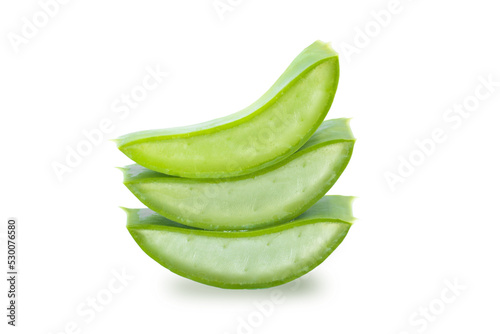 Pile of Fresh aloe vera slice, Isolated on white background, Clipping path included